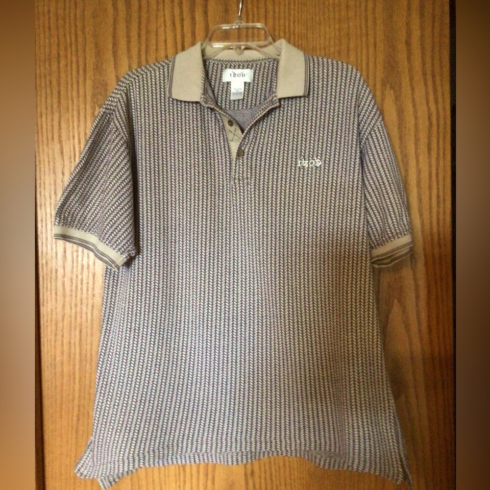 Izod Men's Beige Polo Shirt 100% cotton